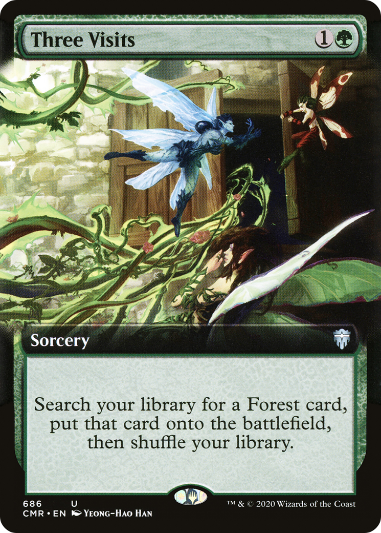 Three Visits (Extended Art) (CMR-686) [Commander Legends] Foil