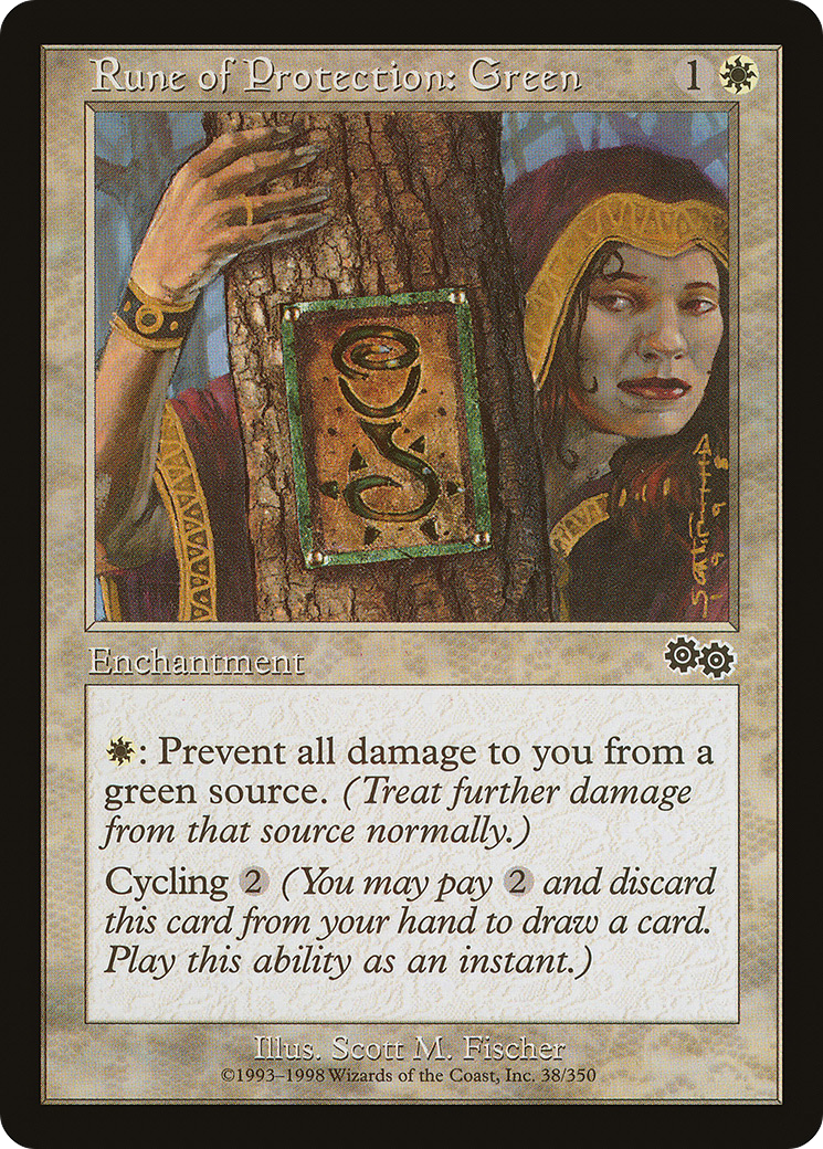 Rune of Protection: Green (USG-038) [Urza's Saga]