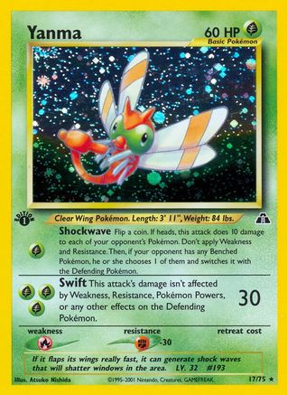 Yanma (17/75) [Neo Discovery] 1st Edition Holofoil - Holo Rare