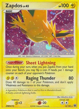 Zapdos (14/100) [Majestic Dawn] Holofoil - Holo Rare