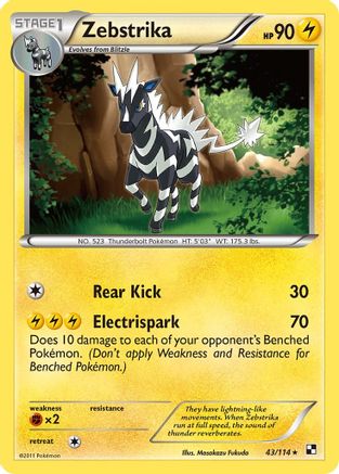 Zebstrika (43/114) [Black and White] Reverse Holofoil - Rare