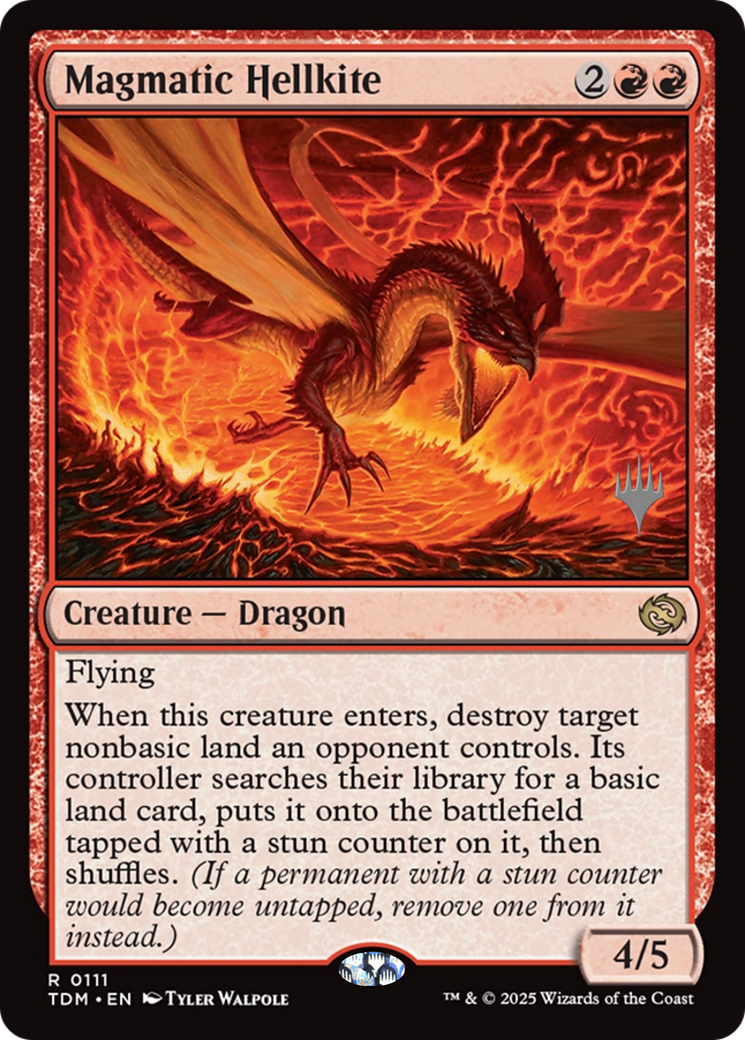 Magmatic Hellkite (PPTDM-111) [Promo Pack: Tarkir: Dragonstorm] Foil