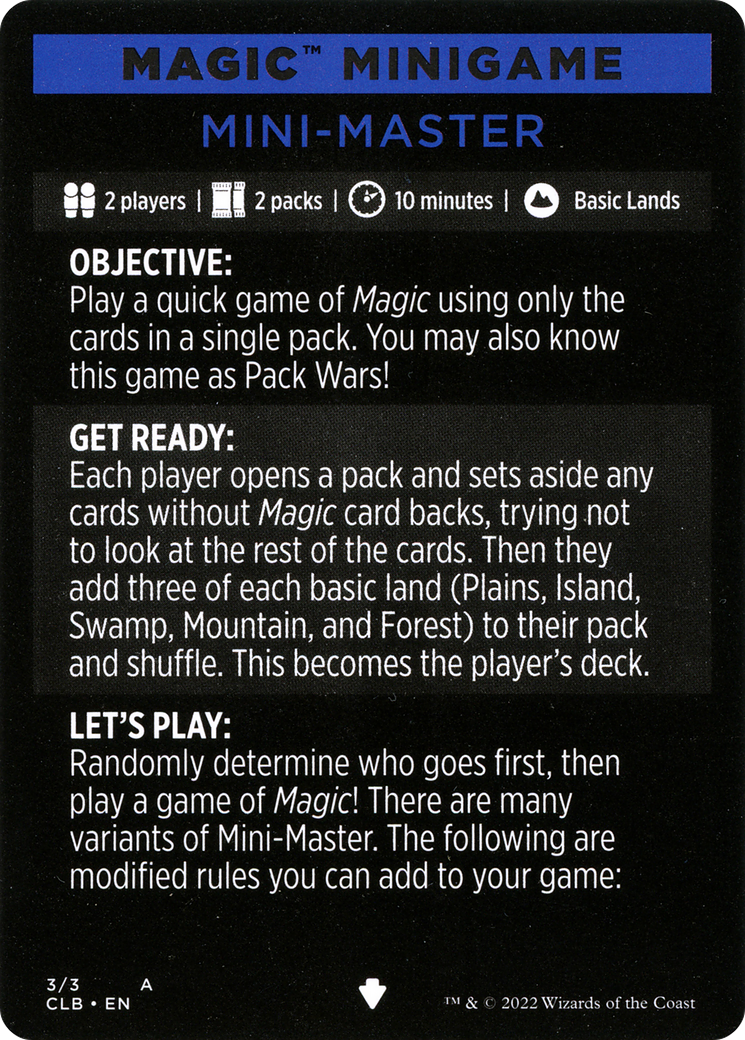 Mini-Master // Mini-Master (cont'd) (MCLB-003) [Commander Legends: Battle for Baldur's Gate Minigames] Foil