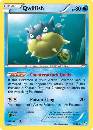 Qwilfish (021/106) [XY  Flashfire] Reverse Holofoil - Rare
