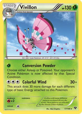 Vivillon (Meadow [Pink]) (17/146) [XY Base Set] Holofoil - Holo Rare
