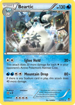 Beartic (022/111) [XY  Furious Fists] Reverse Holofoil - Rare