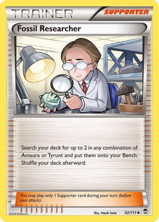 Fossil Researcher (092/111) [XY  Furious Fists] Reverse Holofoil - Uncommon