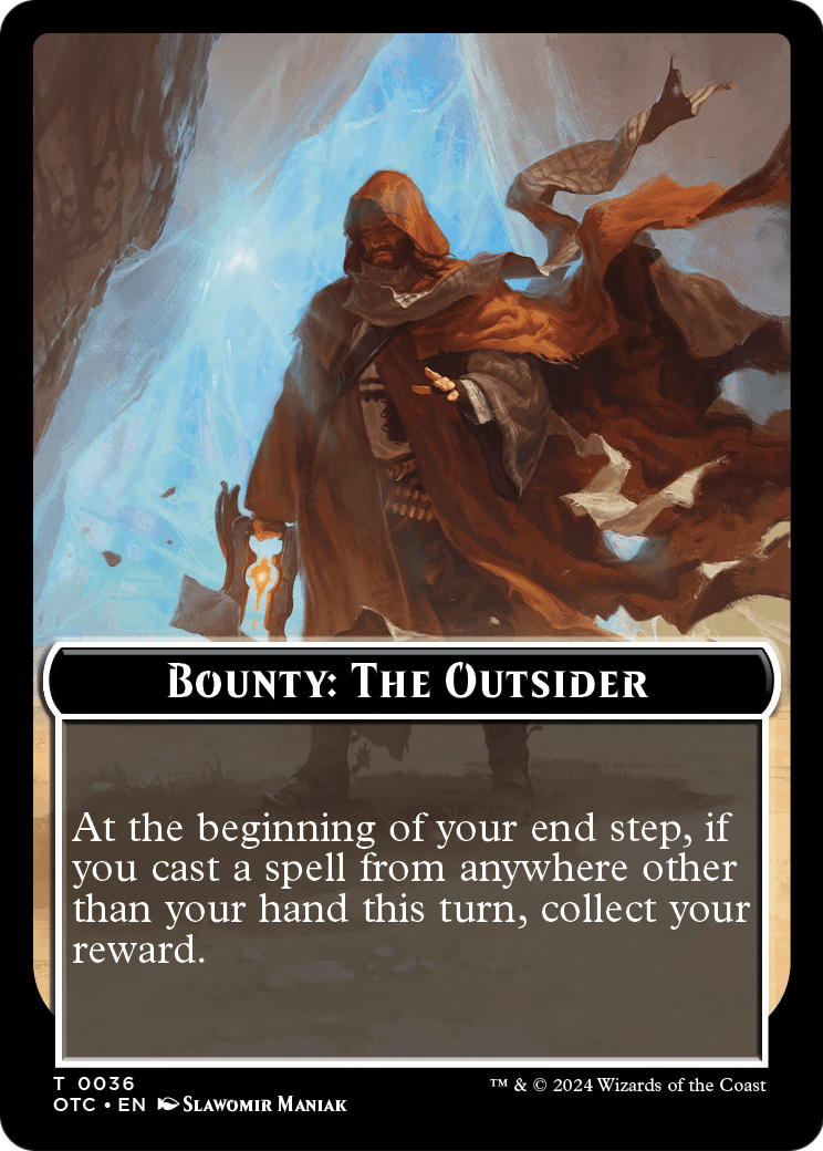 Bounty: The Outsider // Wanted! (TOTC-036) [Outlaws of Thunder Junction Commander Tokens] Foil
