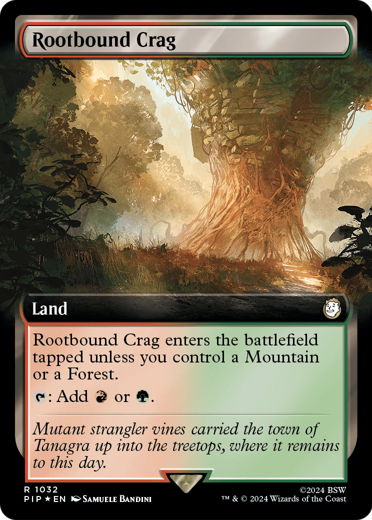 Rootbound Crag (Extended Art) (Surge Foil) (PIP-1032) [Fallout] Foil