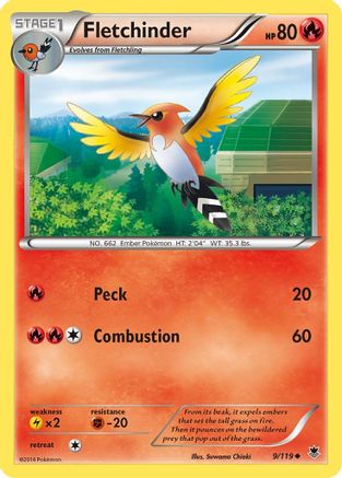 Fletchinder (9/119) [XY  Phantom Forces] Reverse Holofoil - Uncommon