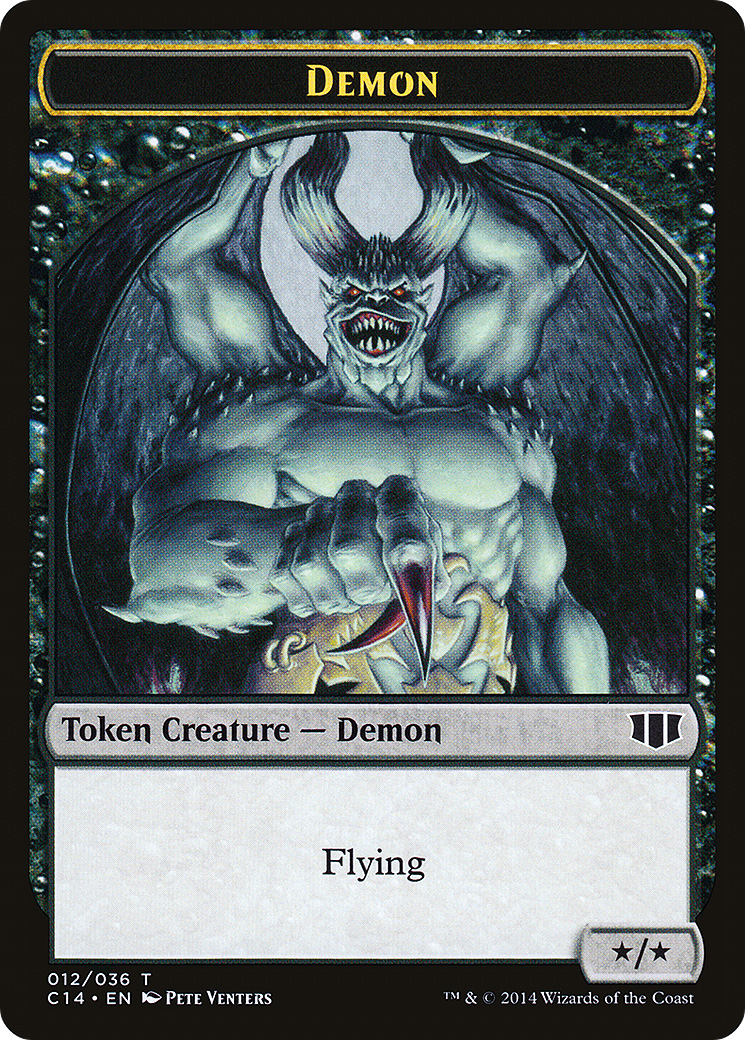 Demon (*/*) // Zombie (Black) Double-sided Token (C14-12 // 16) [Commander 2014 Tokens]