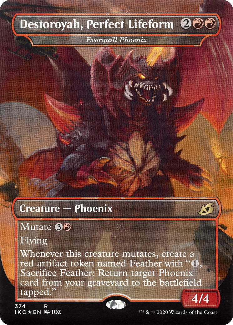 Destoroyah, Perfect Lifeform - Everquill Phoenix (IKO-374) (Borderless) [Ikoria: Lair of Behemoths] Foil