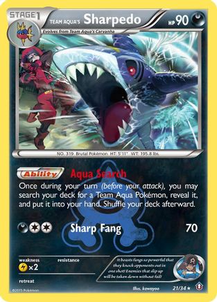 Team Aqua's Sharpedo (021/34) [Double Crisis] Reverse Holofoil - Holo Rare