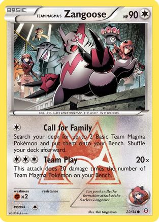 Team Magma's Zangoose (022/34) [Double Crisis] Reverse Holofoil - Common