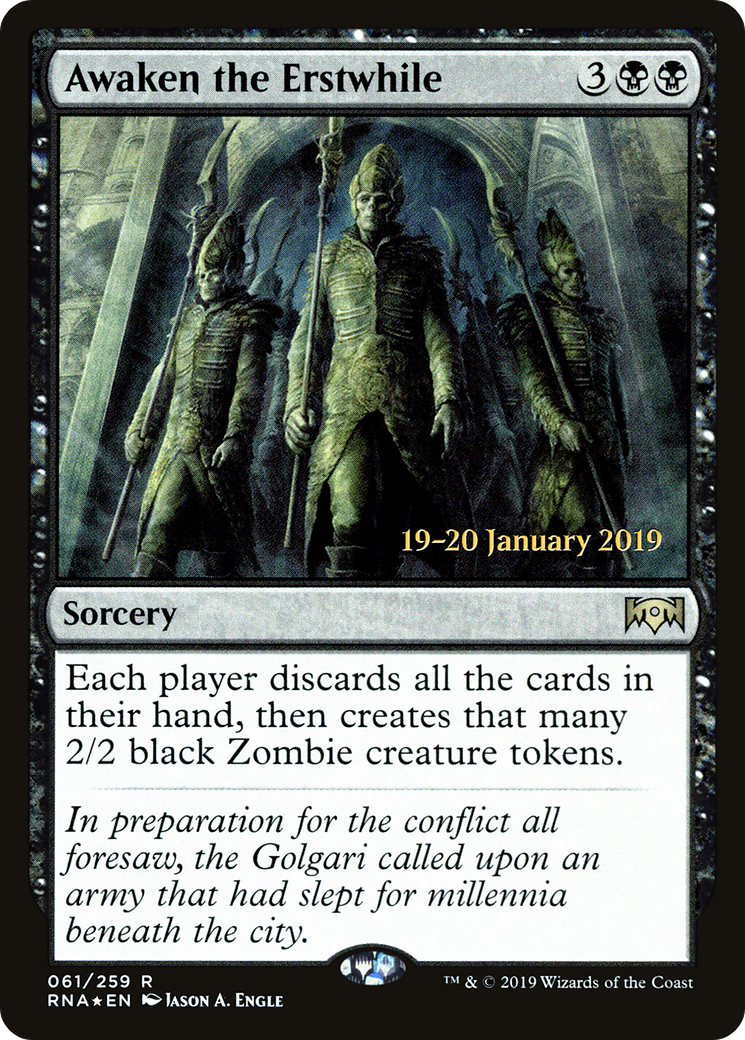 Awaken the Erstwhile (PRE-61S) [Ravnica Allegiance Promos] Foil