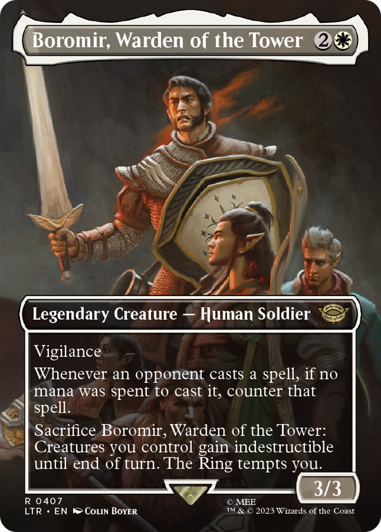 Boromir, Warden of the Tower (Borderless) (LTR-407) [The Lord of the Rings: Tales of Middle-earth] Foil