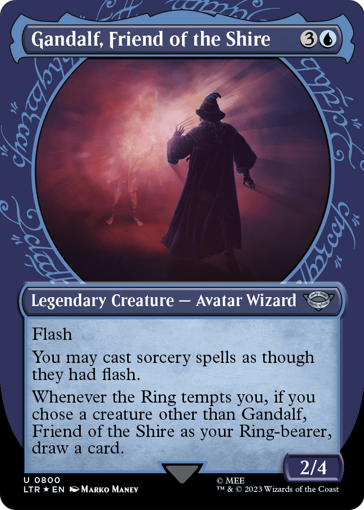 Gandalf, Friend of the Shire (Showcase) (Surge Foil) (LTR-800) (Borderless) [The Lord of the Rings: Tales of Middle-earth] Foil