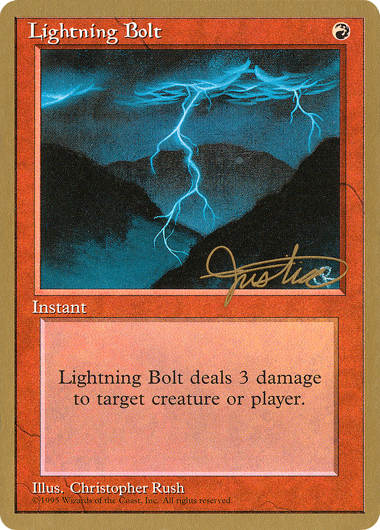 Lightning Bolt - 1996 Mark Justice (4ED) [Pro Tour Collector Set]