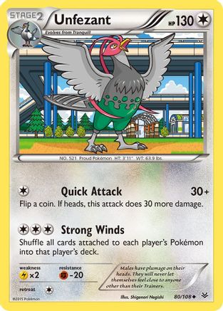 Unfezant (80/108) [XY  Roaring Skies] Reverse Holofoil - Uncommon