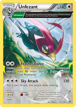 Unfezant (81 Delta) (081/108) [XY  Roaring Skies] Reverse Holofoil - Rare
