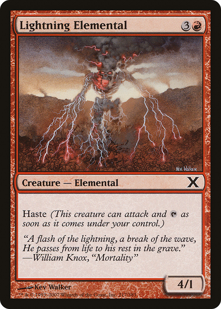 Lightning Elemental (10E-217) [Tenth Edition]