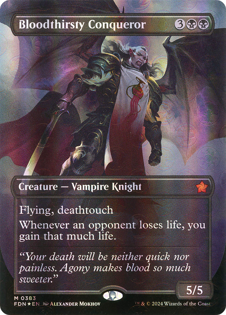Bloodthirsty Conqueror (Borderless) (Mana Foil) (FDN-383) [Foundations] Foil