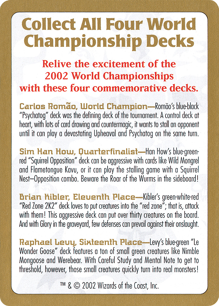 2002 World Championship Advertisement Card [World Championship Decks 2002]