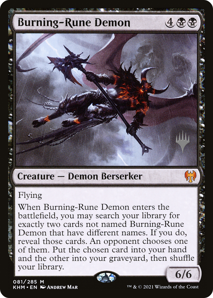 Burning-Rune Demon (PPKHM-81P) [Promo Pack: Kaldheim Promos] Foil