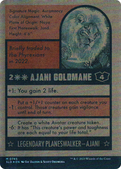 Ajani Goldmane (SLD-745) (Autographed) (Borderless) [Secret Lair Drop] Foil