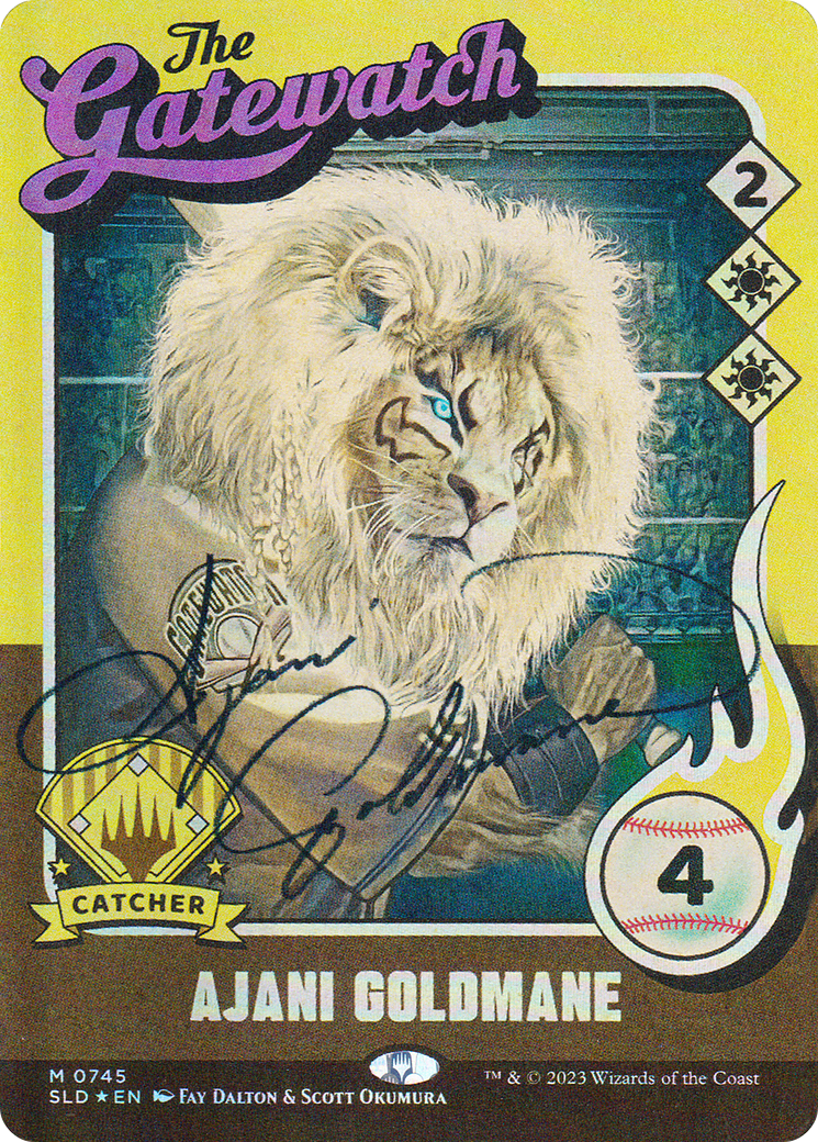Ajani Goldmane (SLD-745) (Autographed) (Borderless) [Secret Lair Drop] Foil