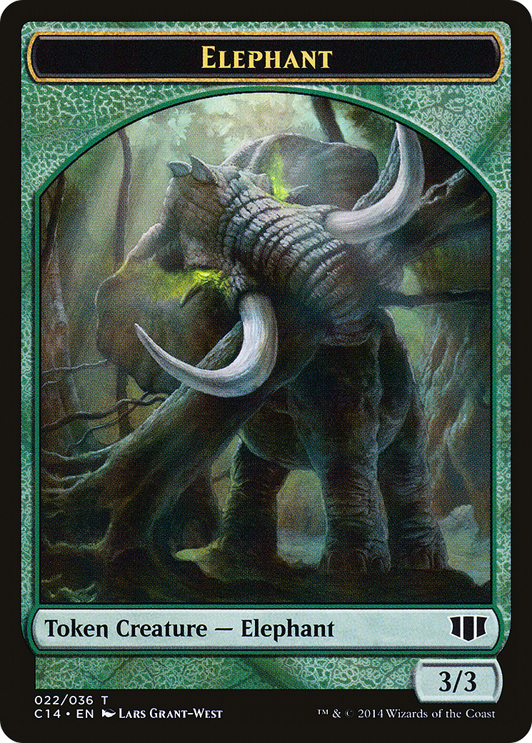 Elephant // Elf Warrior Double-sided Token (C14-22 // 24) [Commander 2014 Tokens]