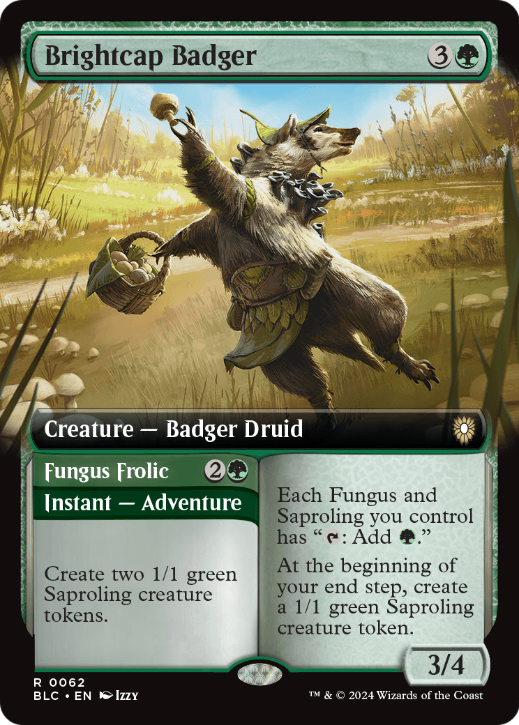 Brightcap Badger (Extended Art) (BLC-062) [Bloomburrow Commander]