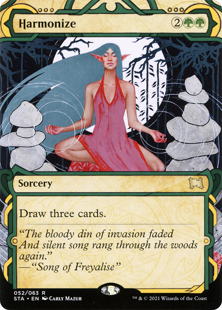 Harmonize (STA-052) (Showcase) (Borderless) [Strixhaven Mystical Archive] Foil