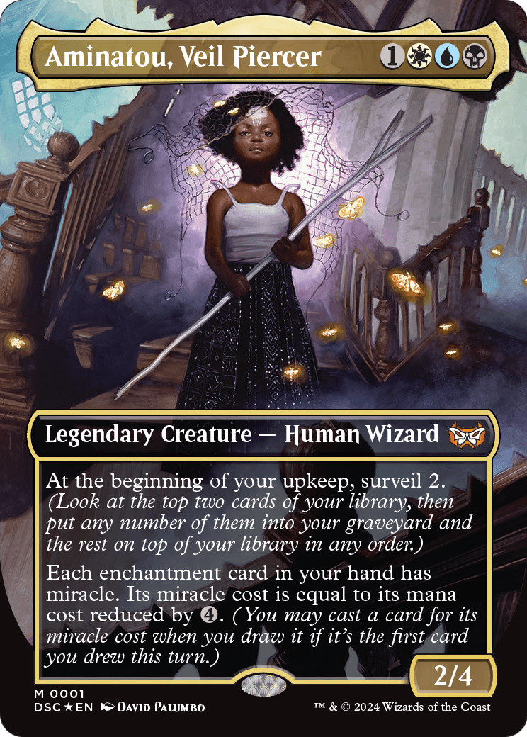Aminatou, Veil Piercer (Borderless) (DSC-001) [Duskmourn: House of Horror Commander] Foil