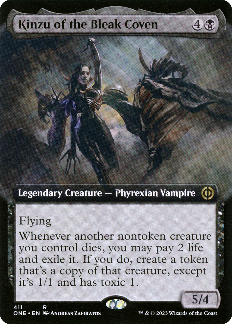 Kinzu of the Bleak Coven (Extended Art) (ONE-411) [Phyrexia: All Will Be One] Foil