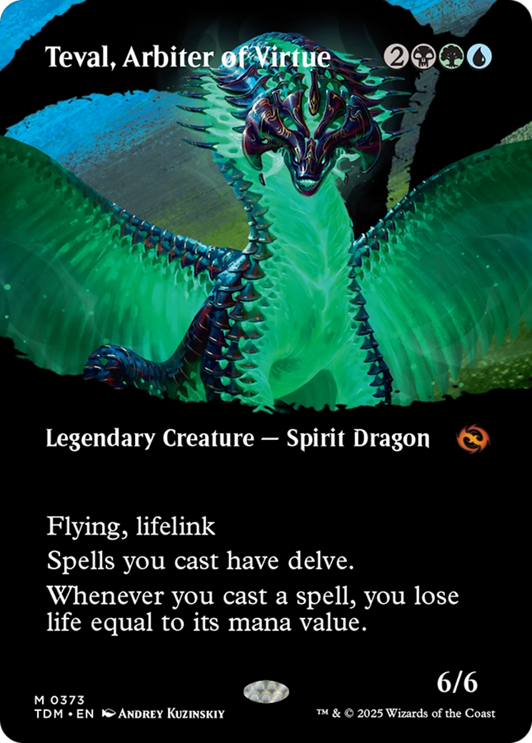 Teval, Arbiter of Virtue (Borderless) (TDM-373) (Showcase) [Tarkir: Dragonstorm] Foil