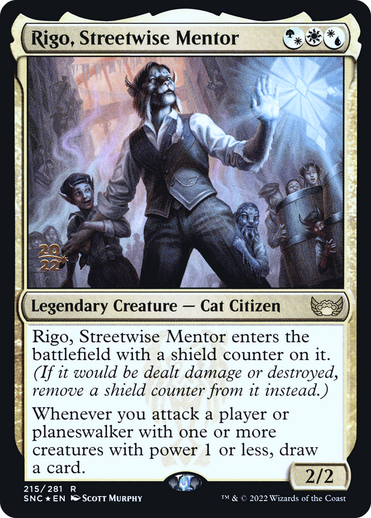 Rigo, Streetwise Mentor (PRE-215) [Streets of New Capenna Promos] Foil
