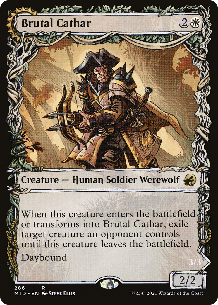 Brutal Cathar (Showcase) (MID-286) [Innistrad: Midnight Hunt] Foil