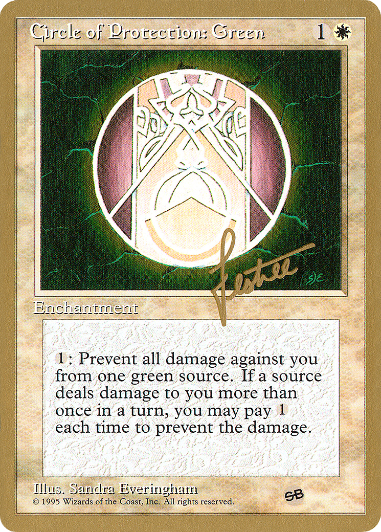Circle of Protection: Green - 1996 Bertrand Lestree (4ED) (SB) [Pro Tour Collector Set]