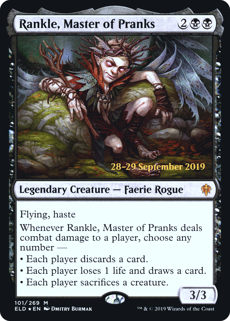 Rankle, Master of Pranks (PRE-101S) [Throne of Eldraine Promos] Foil