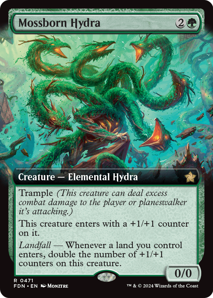 Mossborn Hydra (Extended Art) (FDN-471) [Foundations]