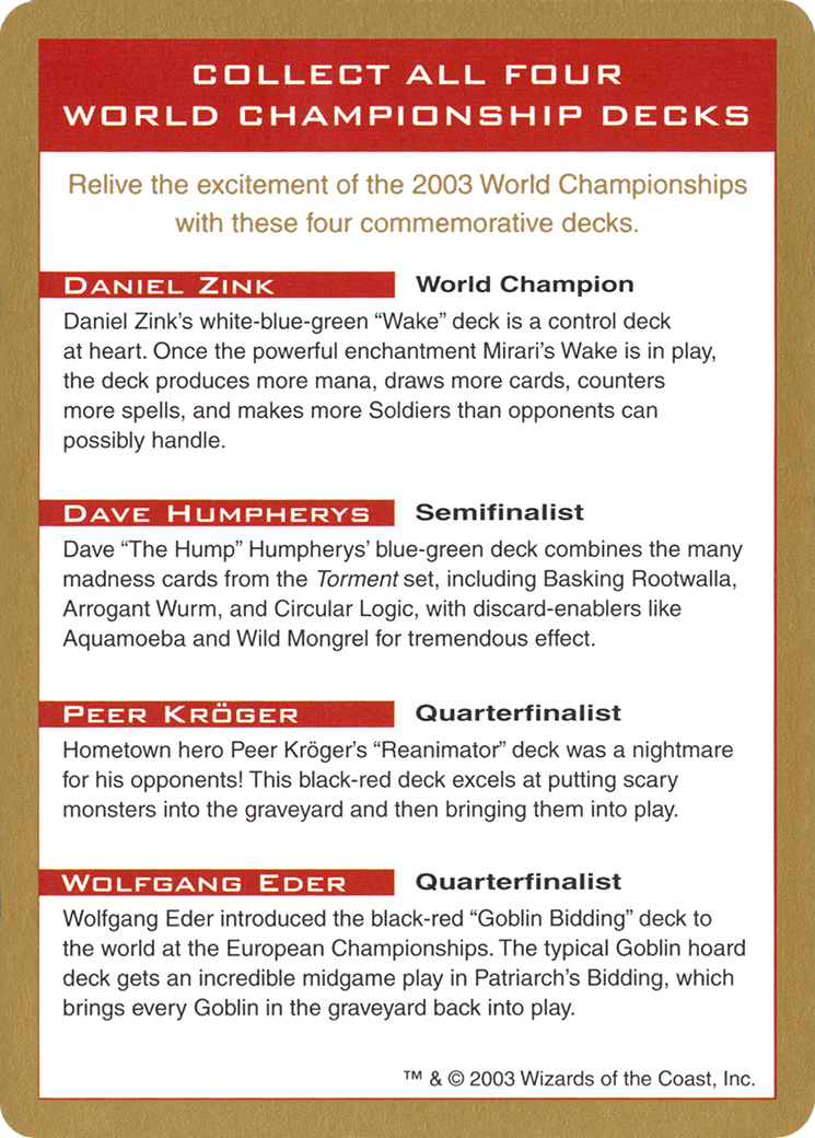 2003 World Championships Ad (WCD-000) [World Championship Decks 2003]