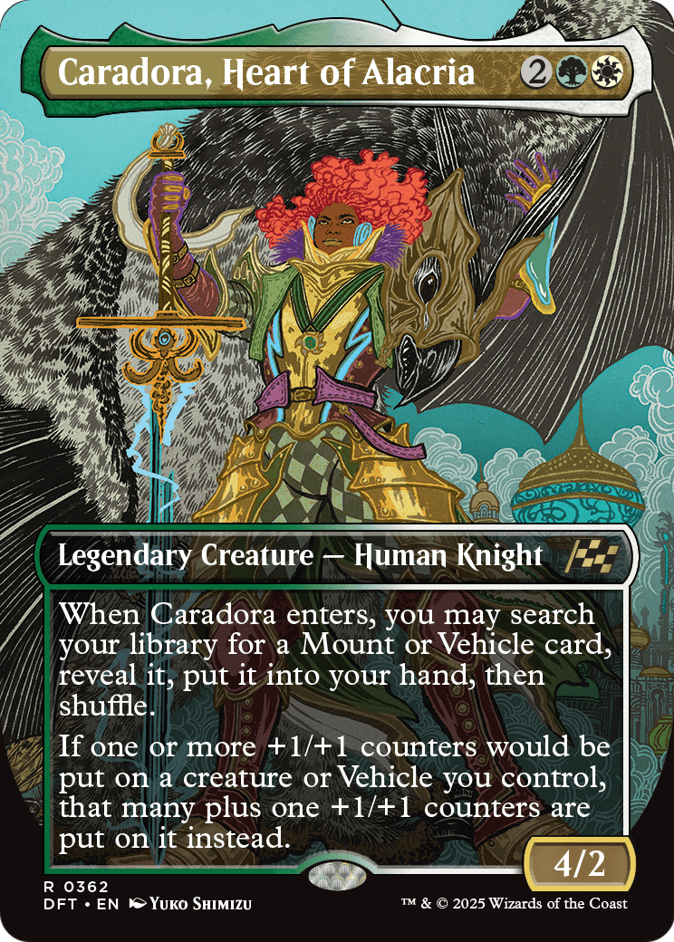 Caradora, Heart of Alacria (Borderless) (DFT-362) [Aetherdrift] Foil