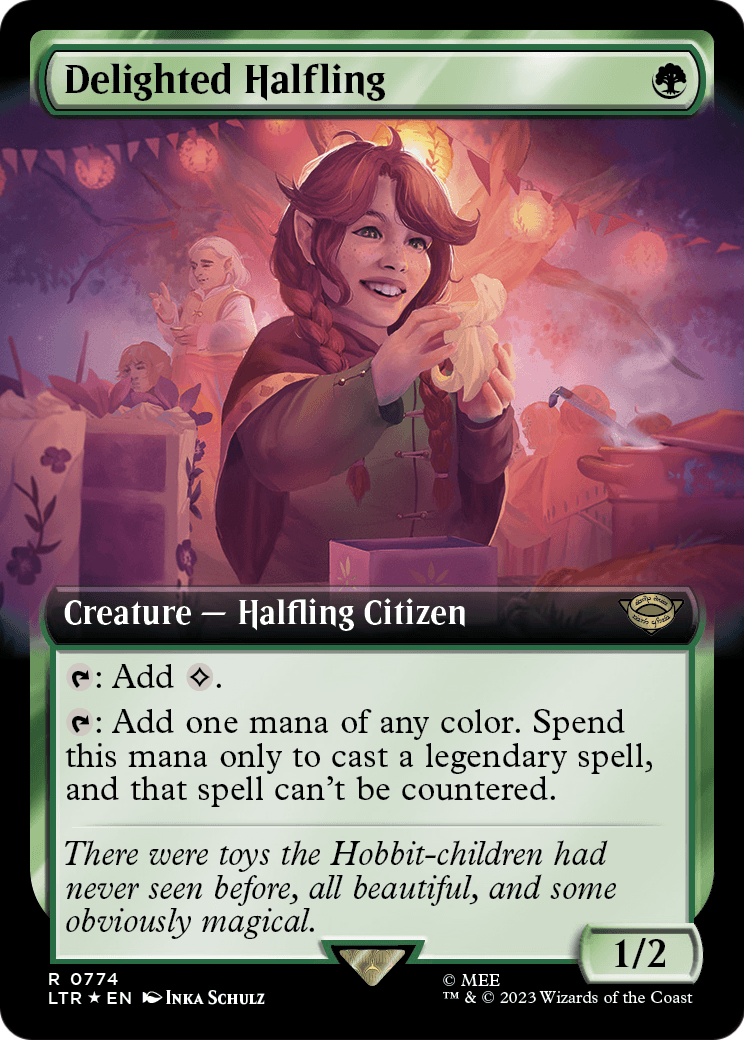Delighted Halfling (Extended Art) (Surge Foil) (LTR-774) [The Lord of the Rings: Tales of Middle-earth] Foil