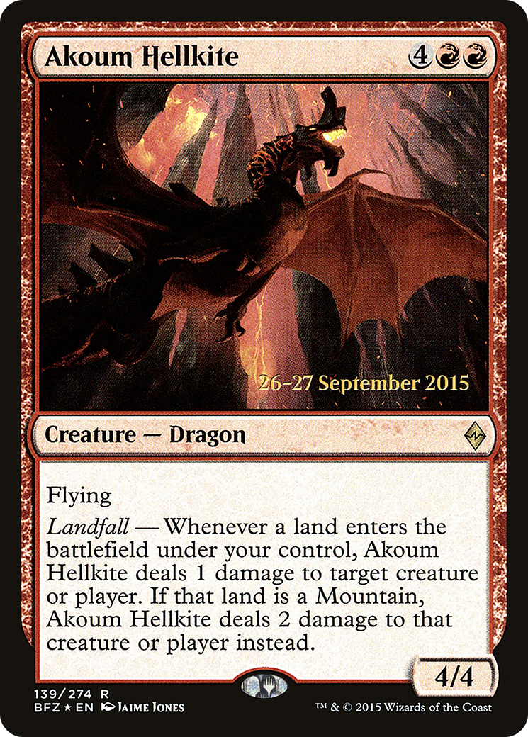 Akoum Hellkite (PRE-139S) [Battle for Zendikar Promos] Foil