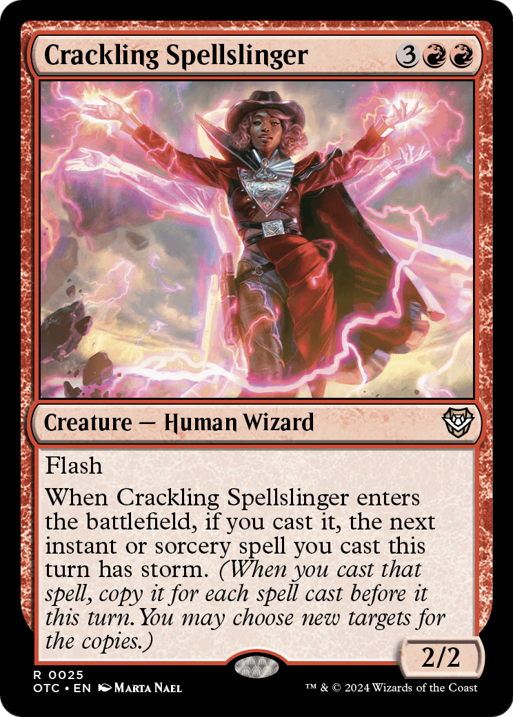 Crackling Spellslinger (OTC-025) [Outlaws of Thunder Junction Commander]