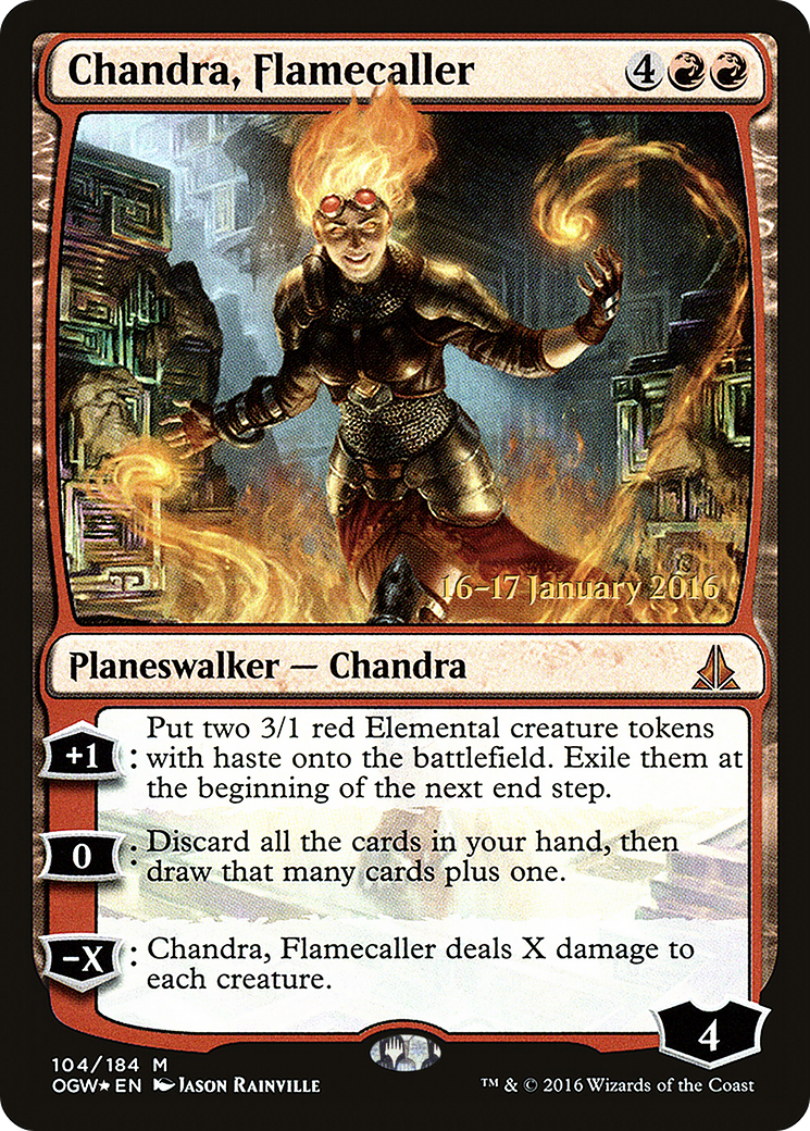 Chandra, Flamecaller (PRE-104S) [Oath of the Gatewatch Promos] Foil