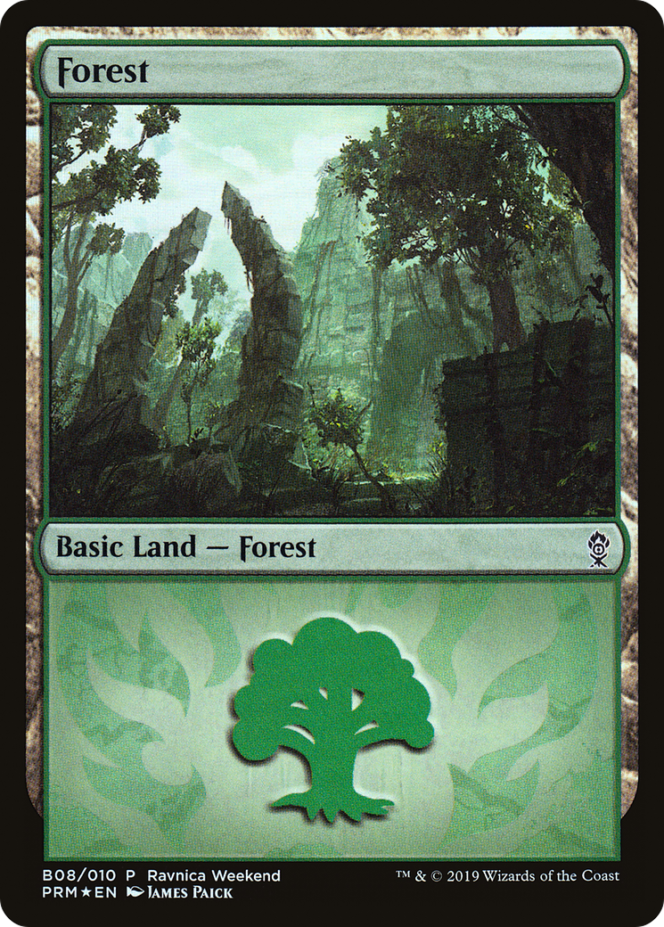 Forest - Gruul (B08) (LARP-008) [RNA Ravnica Weekend] Foil