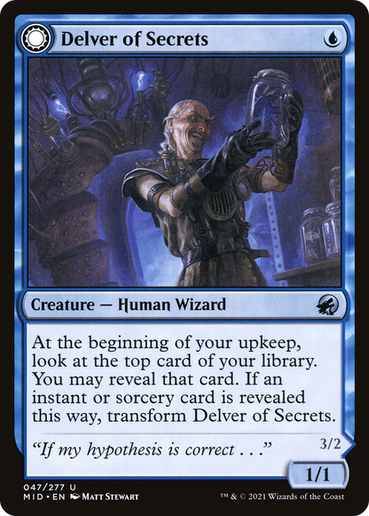 Delver of Secrets (MID-047) [Innistrad: Midnight Hunt] Foil