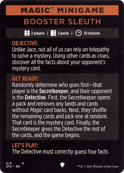 Booster Sleuth // Booster Sleuth (cont'd) (MSTX-002) [Strixhaven: School of Mages Minigames]